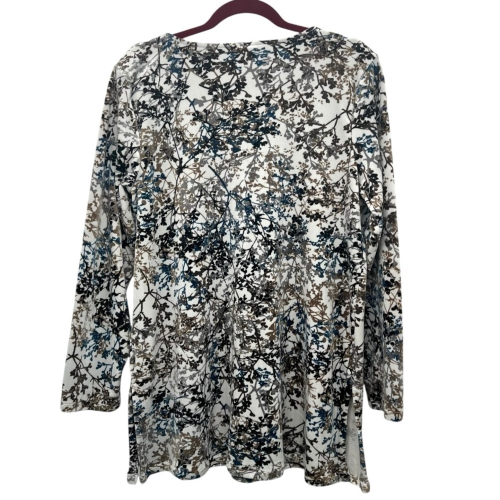 J. Jill Pure Jill Calm Vines Velvet Velour Gray V Neck Tunic Top Women’s Medium - Picture 4 of 7
